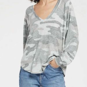Plira Camo Slub Sweater Top In Ash Green- L- super soft and cozy!